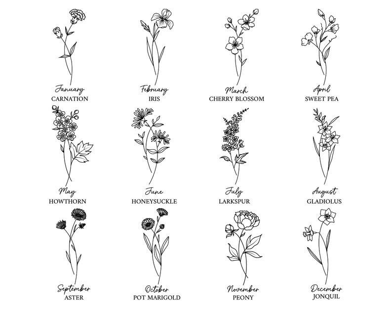 Image of Personalized Stainless‑Steel Birth Flower & Name Keychain - Double‑Sided Engraving