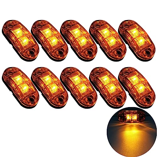 Krtopo 10X 2 Luces LED de Marcador Lateral 12 / 24V Trailer luz Lateral de Advertencia Luz Amarilla...