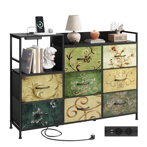 WLIVE Kommode, 8 kommode mit schubladen,Stoffschubladen mit Auszügen,für Schlafzimmer, Flur,Wohnzimmer, Kinderzimmer (Bohemien)