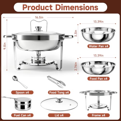 4 Pack, 5QT Stainless Steel Round Buffet Servers - image 6