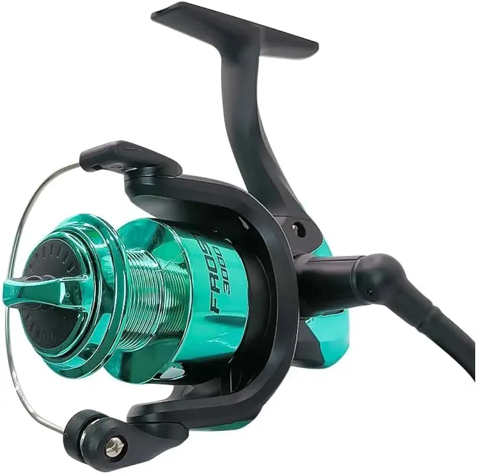 Molinete Jaú Pesca Frost Acqua 7000, 3 Rolamentos, Manivela Emborrachada, Drag 14 kg, Verde e Preto