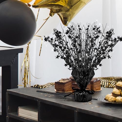 Image of Crowye 3 Pieces Metallic Foil Spray Centerpiece Birthday Table Decoration Star Burst Centerpieces Graduation Table Decor for Birthday 2026 Party Holiday(Black)
