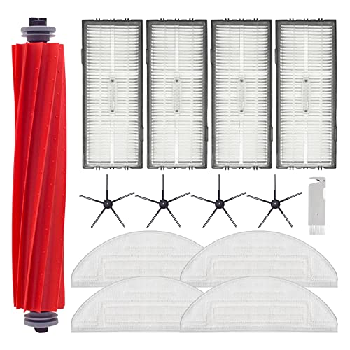 Home Times Accessories Kit for Xiaomi Roborock S7 MaxV Ultra/S7 MaxV Docking,1 Roller Brush,2 Hepa Filter, 4 Side Brush, 4 Mop Cloth,4 Side Brush(12PCS) … …