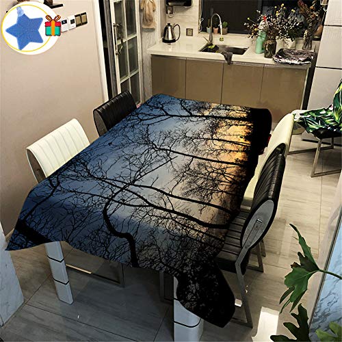 Enhome Table Cloth Waterproof Rectangle, 3D Plant Print Polyester Washable Wipe Clean Stain Resistant Wrinkle Resistant for Square Decoration Home Indoor Outdoor (60×60cm,Early Morning)