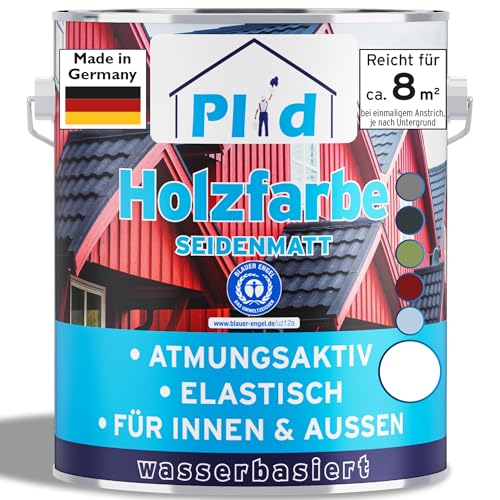 Plid® Holzfarbe Holzlack, Weiß 0,75l - Innen & Außen - Wetterschutzfarbe Weiß Holzfarbe Außen - Dauerhafte Holzschutzfarbe - Farbe für Holz - Lackfarbe Wetterfest - Made in Germany