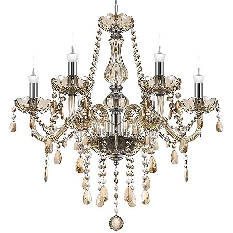 Ridgeyard 6-Light Crystal Chandeliers K9 Crystal Ceiling Lamp (Cognac 4) Cover