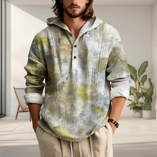 Camo Hoodies for Men Casual Long Sleeve Button Up Hooded Sweatshirts Fashion Lightweight Baggy Pullover Outfits2