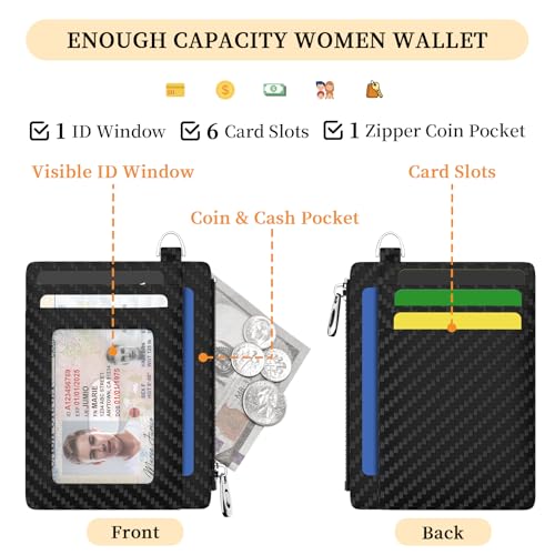 Image of Hancynir Small Minimalist Wallet Men Credit Card Holder, Slim RFID Blocking Keychain Card Wallets, Cute Mini Front Pocket PU Leather Thin Travel Zipper Coin Cash Wallet Organizer for Mens Gifts