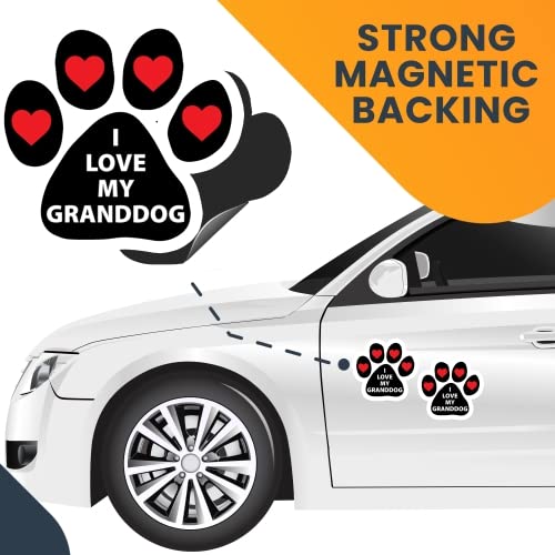 Image of Magnet Me Up I Love My Granddog Magnet Decal, 2 Pack, 5 Inch, Heavy Duty Automotive Magnet for Car Truck SUV
