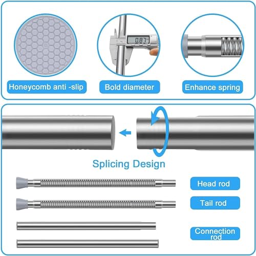 Image of Shower Curtain Rod silver Tension Rod 45 to 77 Inch Spring Curtain Rod Shower rod Non Slip shower curtain rod 1pcs For Windows No Drilling Adjustable Tension Rods of Curtain Window Closet Kitchen