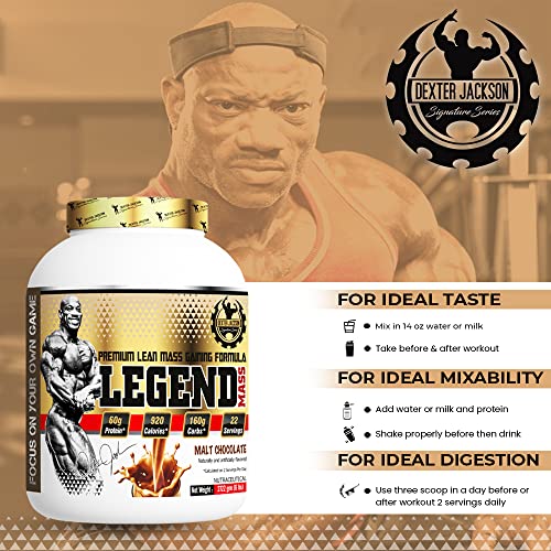 Image of Dexter Jackson Legend Mass - Premium Lean Mass Gaining Formula | Malt Chocolate Flavor | 2722g, 6 lbs - Gain Muscle Mass Efficiently!