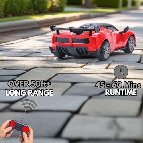 Image of High-Speed Remote Control Car for Kids | Rechargeable Lithium Battery | Type-C Charging | LED Headlights | Red