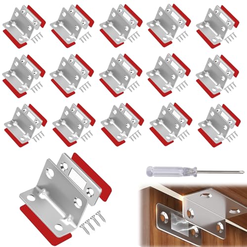 15 Stück Magnetschnäpper, Türmagnet mit Schraubendreher L-Shape Magnete für Schranktüren Türmagnet Selbstklebend für Schubladen Schranktür Kleiderschrank Schiebetür
