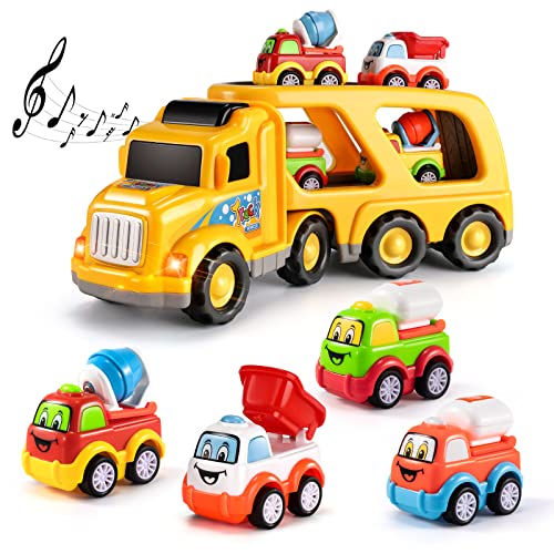 Kids Toys Truck for Toddler Boys Girls Toys for 3 4 5 6 Year Old Boys, 5 in 1 Friction Power Construction Toys Car Carrier Vehicle Toddler Toys Age 2-4 Baby Toys, for Kids Age 3 4 5 6