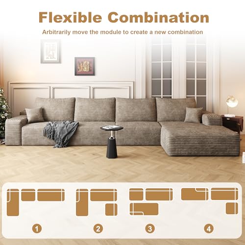 Image of 96 inch Sectional Couches for Living Room Cloud Couch Sofa with L-Shape Upholstered Boneless Couchs Modern Modular Sectional Couch with Chaise