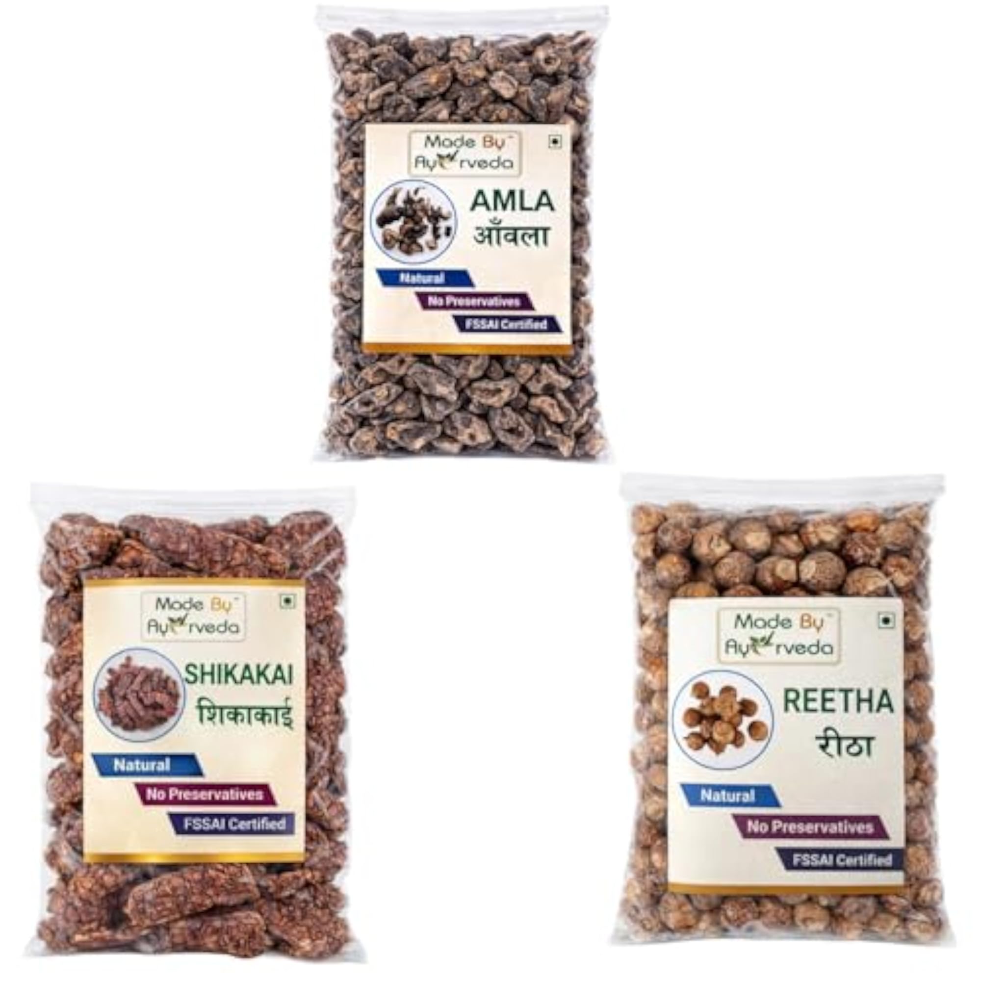 Amla, Shikakai, Reetha Raw Whole Combo, 600g