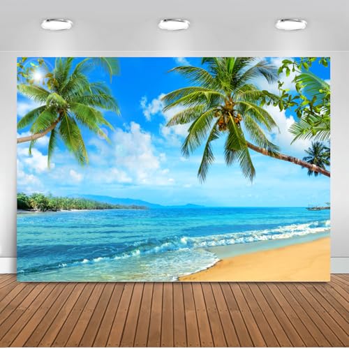 Mocsicka 8x6ft Summer Beach Backdrop Large Tropical Luau Palm Leaves