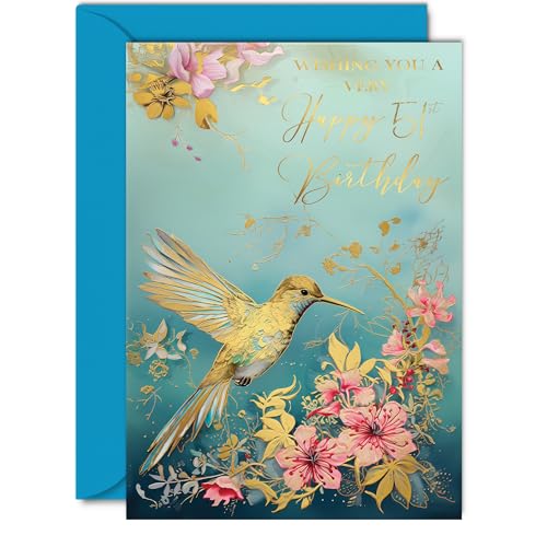 Beautiful Gold 51st Birthday Cards for Women Men - Wonderful