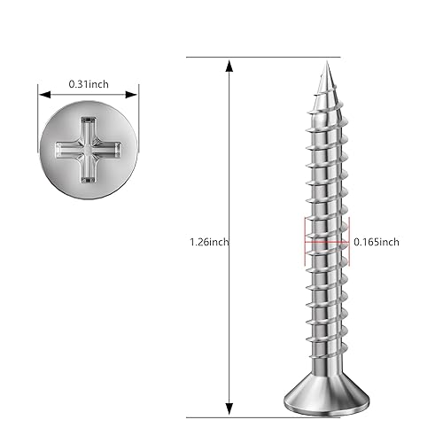 Miniatura 6 de (155 piezas) Tornillo de madera rápido metal autorroscante cabeza plana 304 kit de acero inoxidable