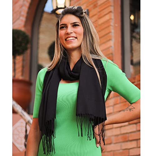 Cachecol Echarpe Lenço Pashmina Manta Xale Lisa Moda (Black)