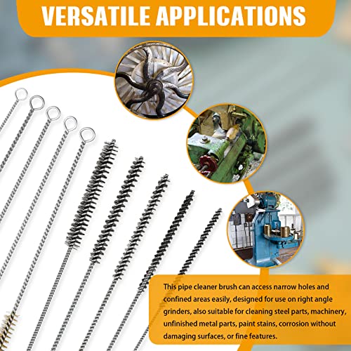10 Pieces Wire Tube Brushes For Cleaning Pipe Tube Brass Brush Stainless Steel Round Wire Brush Brass Pipe Cleaning Brush Wire Pipe Cleaner Brush For Auto Parts, Bottles, Tubes, 5 Sizes (10 Pieces) #TOP5