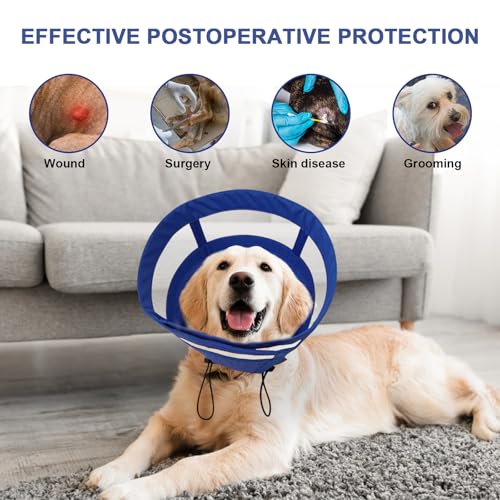Image of ASENKU Dog Cone Collar, Soft Adjustable Cone for Dogs to Stop Licking, Lightweight Recovery Dog Cone After Surgery, Pet E-Collar for Small, Medium & Large Dogs(Blue, M)