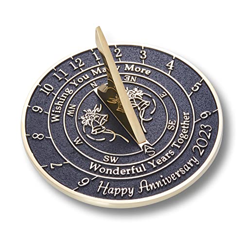 Anniversary Sundial Gift For Any Wedding Anniversary -Wonderful Years 2023- Recycled Metal Home Decor/Garden Present Idea Handmade In The Uk For Parents, Grandparents, Friends, Couples Marriage #TOP9