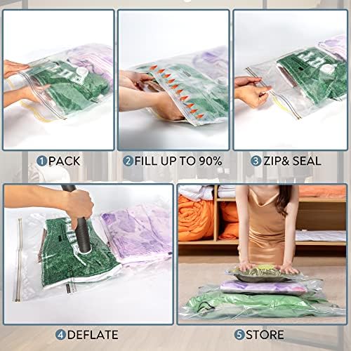 Armiz® Worki próżniowe na ubrania, 6 sztuk  worki próżniowe na kołdry, 2 duże poszewki na kołdrę, 100 x 80 cm, 2 duże 80 x 60 cm, 2 małe poszewki na pościel, poduszki  trwałe, z