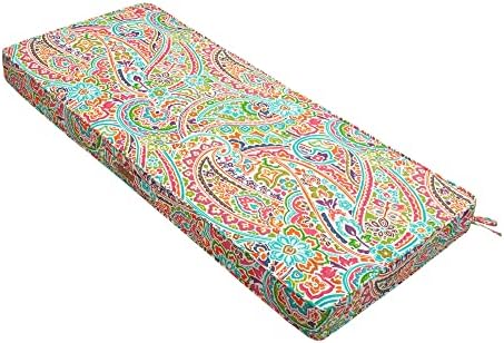 FUNHOME Outdoor Bench Cushion 42 x 18 Inch,Waterproof Patio Furniture Swing Cushion,Patio Loveseat Cushion with Handle and Straps, Garden Sofa Settee Couch Swing Pads 1 Pack, Melora Paisley