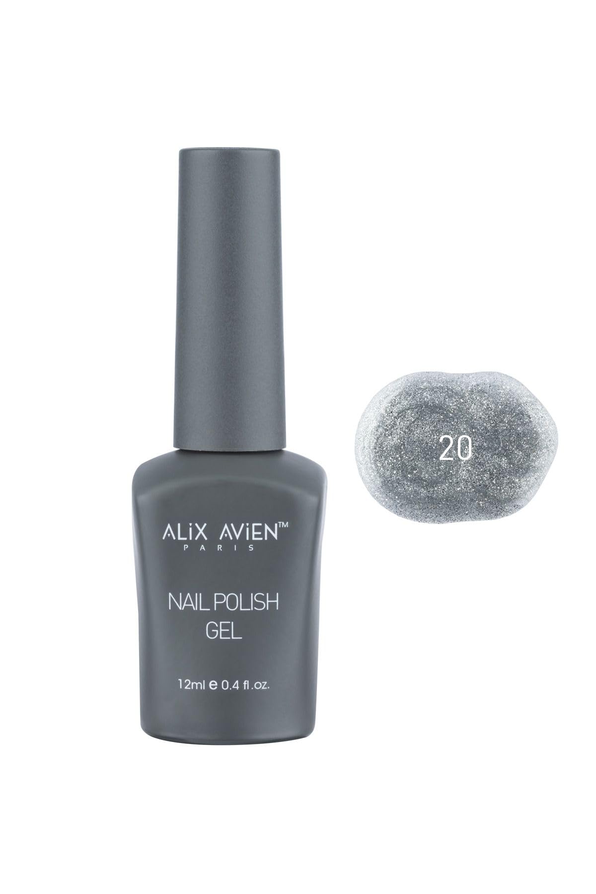 ALIX AVIEN Uv Kalıcı Gri Simli Jel Oje 20 - Gel Polish - 12 ml
