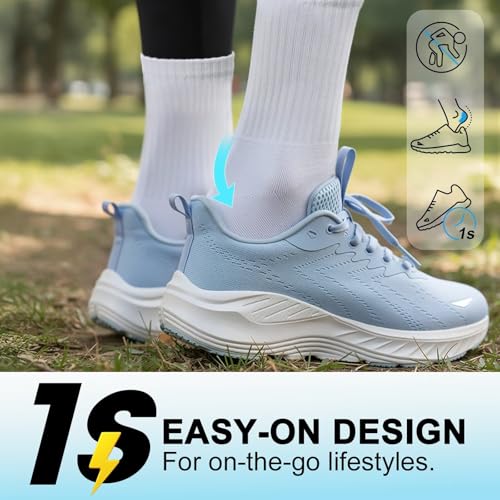 Image of Women's Slip On Walking Shoes Wide Cushion Running Tennis Shoes with Arch Support Insole, Non Slip Sole for Nursing Workout Gym Athletic Fashion Sneakers 6-12