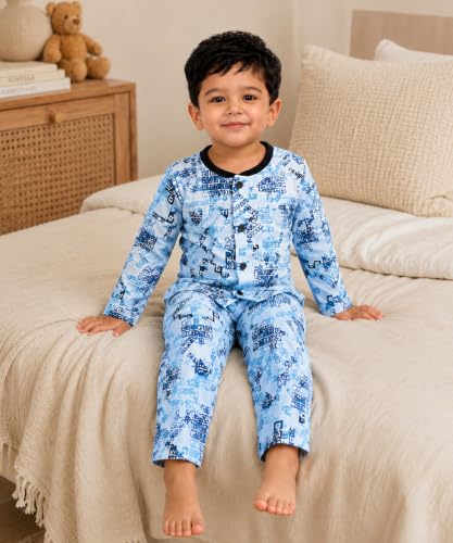 Image of 3BROS BodySuit /Dress for Boys /Girls Full Pajama & Casual Full Sleeves Night Suit Top Combo Kids Set