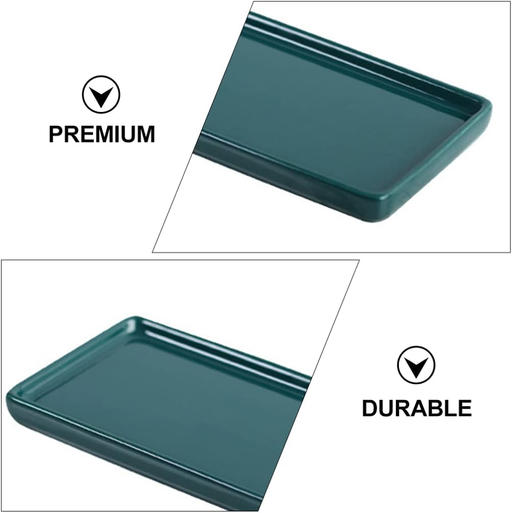 Cabilock 2pcs Ceramic Vanity Tray Bathroom Sink Storage Tray Decorative Bathtub Tray Organizer Cosmetics Holder for Jewelry Makeup Perfume Shampoo Plant Towel Green : Home & Kitchen