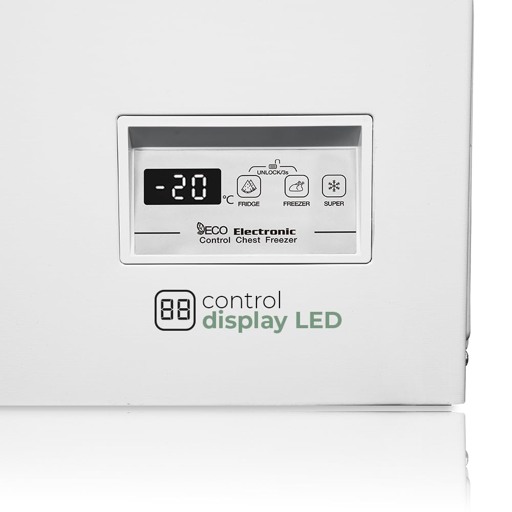 Svan Congelador horizontal Blanco SCH4001EDC. Capacidad 371 Litros, Dual Cooling, 1 Cesta, Bajo nivel Sonoro, Eficiencia Energética Clase E