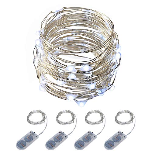 ITART Micro LED String Lights Battery Powered Set of 4 Cool White Mini