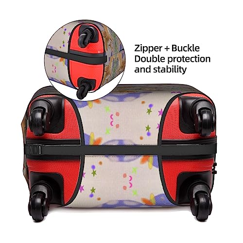 Cartoon mushroom with dog Suitcase Cover Small with Invisible Zipper, for Business and Travel, Without Suitcase4