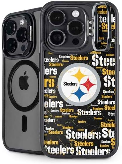 Skinit Kickstand Phone Case Compatible with iPhone 14 Pro Max - Officially Licensed NFL Pittsburgh Steelers Black Blast Design