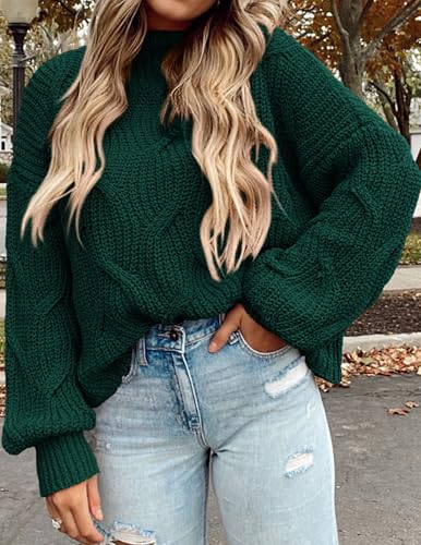 PRETTYGARDEN Women's Fall Oversized Pullover Sweaters Casual Crewneck Long Sleeve Chunky Cable Knit Tops Winter Clothing