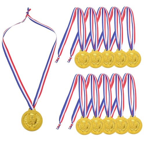 Milisten 50 Medaglie d'oro per Bambini con Nastri, Medaglie Sportive per Premiazioni di Calcio e Basket, Giocattoli Premio per Feste Ed Eventi Sportivi, Placcatura Resistente e Design Portatile