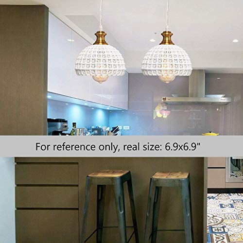 HMVPL Ceramic Plug in Pendant Light Fixture, Unique Swag Ceiling Lamp with 16.4 Ft Hanging Cord and On/Off Dimmable Switch for Kitchen Island Table Dining Room Bedroom Entryway (6.9 inches)