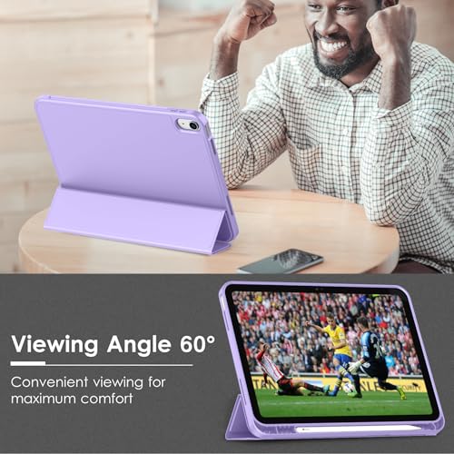 Image of ToaPoia Case for iPad (A16) 11 Inch 2025 /iPad 10th Generation 10.9 Inch 2022, Slim Trifold Stand Protective Cover with Pencil Holder and Soft TPU Back,Support Auto Sleep /Wake (Clove Purple)