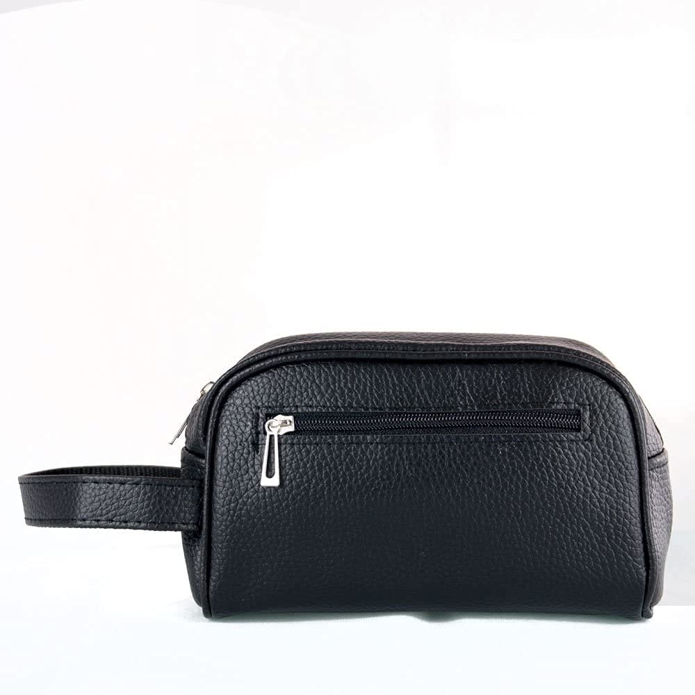 LSP - Bolso de mano suave informal para hombre y mujer con correa de muñeca de piel sintética - 23 x 12 x 7 cm - Negro (Negro), Negro