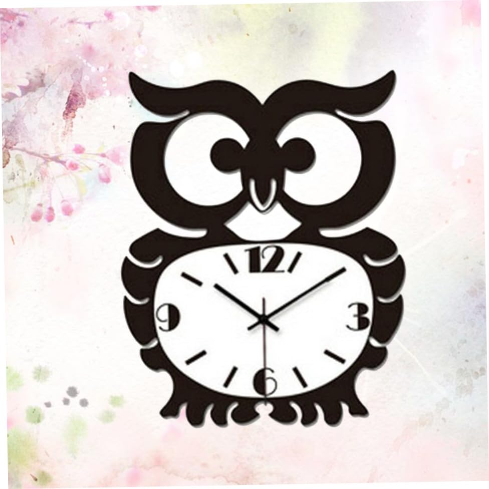 Horloge murale hibou acrylique noire et pendule décorative facile à installer