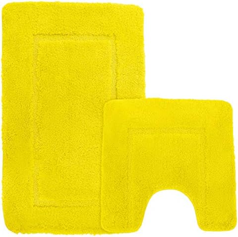 Velosso Super Soft Microfibre High Density Bath Mat Pedestal Mat Anti Slip Super Absorbent (Orange, Bath Mat and Pedestal Set)