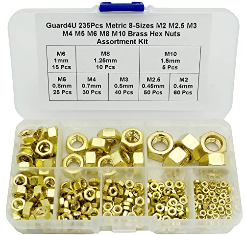 Écrous hexagonaux en laiton M2 à M10 en coffret de 235 pièces pour vos assemblages