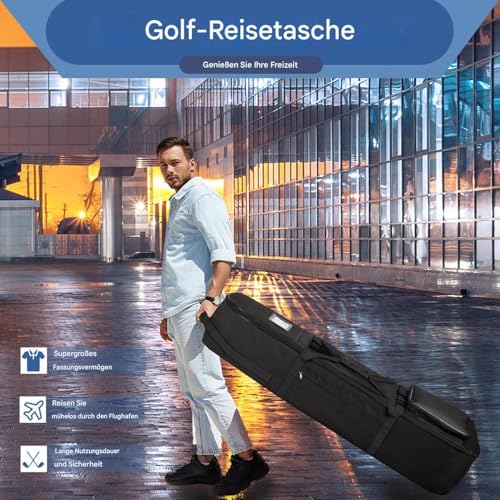 Sac de golf de voyage pliable à roues et support résistant