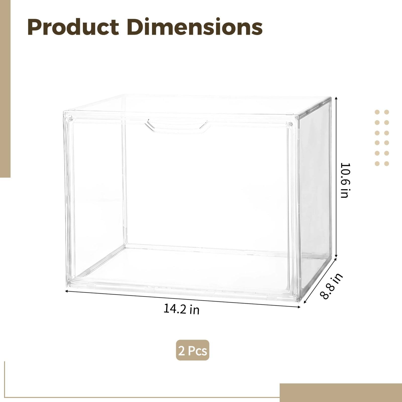 Lot de 2 présentoirs empilables en acrylique transparent avec porte d'entrée en métal - Bacs de rangement transparents à collectionner - Prend en charge l'affichage horizontal ou vertical