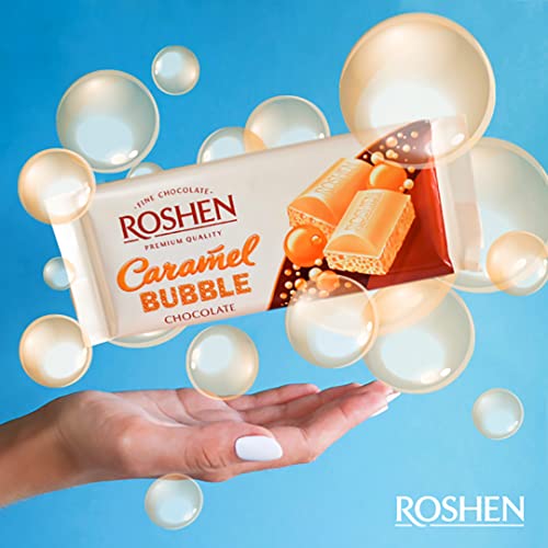 Roshen "Aerated" Fine Caramel Bubble Chocolate Bar, Kosher And Halal (2.82 Oz/80 Grams) Pack Of 3 #TOP1