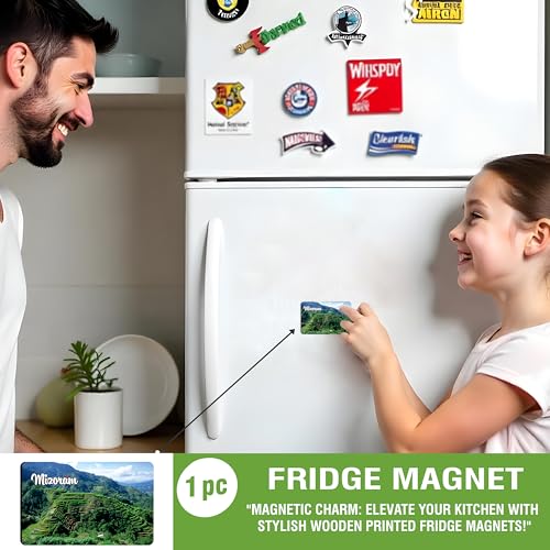Image of Elegant Fridge Magnet with Themes |Rectangular Size Refrigerator Magnet with Magnetic Rubber Back | Pack of 1, 8.6cm X 5.4cm (Mizoram)