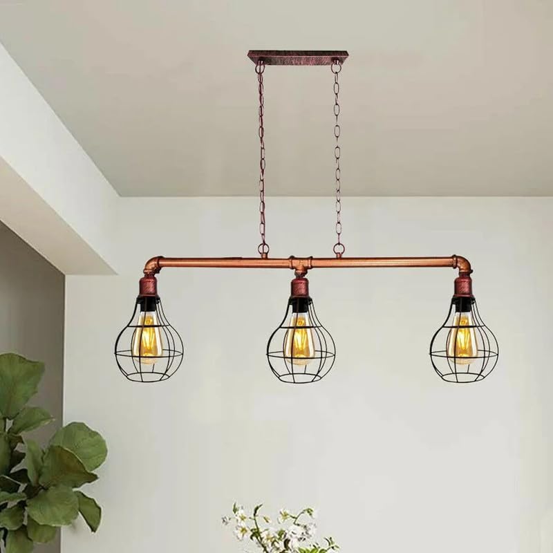 ダークネス&ライト DC Voltage Retro Rustic Red Steampunk 3 Way Pool Table Lamp with